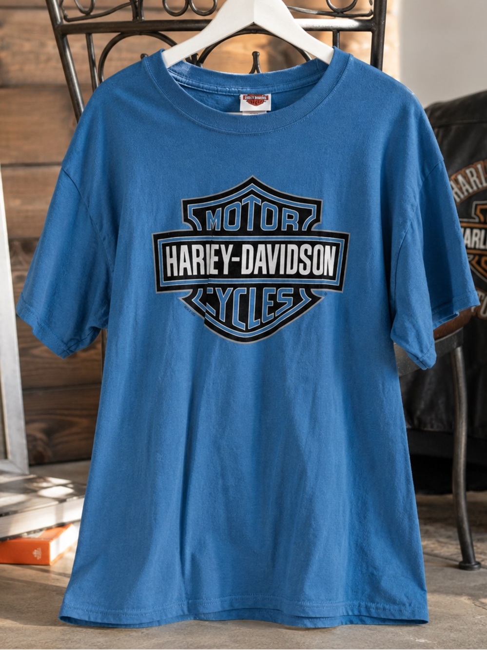 Harley-Davidson Bleu Bayou Monroe LA Graphic T-Shirt Men’s Large Blue Biker Tee